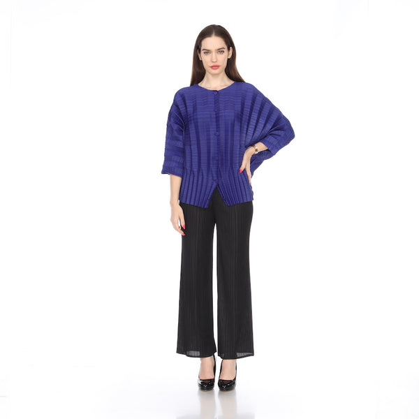 3/4 Sleeve ZigZag Jacket - JK1018 Sapphire